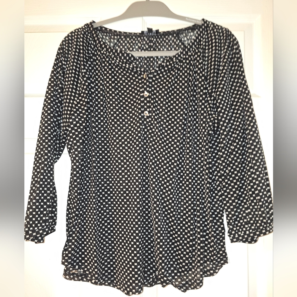 The Limited Black and White Bell Sleeve Blouse